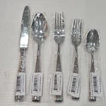 Ricci Stainless Steel 5-PIECE Flatware Set Knife Fork Spoon Salad Tea. Fixed Price $69.99.