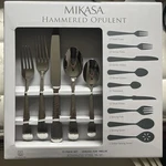 Mikasa Hammered Opulent 75-PIECE Set 18/10 Stainless Steel Flatware (for 12). Fixed Price $165.00.