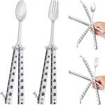 Flutesan 2 Pcs Butterfly Fork And Spoon Set, Tactical Silver. Fixed Price $17.58.