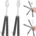Flutesan 2 Pcs Butterfly Fork And Spoon Set, Tactical Folding St. Fixed Price $17.95.