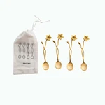 Creative Co-op Farmhouse Brass Spoons With Flower Handles Drawstring Bag,. Fixed Price $39.81.