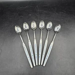 Epic Stainless Japan EPS11 Set Of 6 Ice Tea Spoons Blue Pattern White. Fixed Price $8.44.