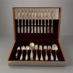 Silver Plated Oneida Flatware With Medium Brown Wood Case Traditional. Fixed Price $40.00.