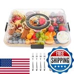 Charcuterie Board With Lid Handle, Portable Travel Design Bamboo Cheese. Fixed Price $56.71.