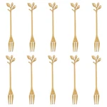 10 Pcs Stainless Steel Gold Leaf Creative Appetizer Cake Fruit Forks Set 4.7 .... Fixed Price $14.00.