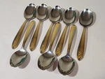Set Of 8- Gerald Patrick Mikasa Connection Gold Oval Soup Spoons 7.5". Fixed Price $63.02.