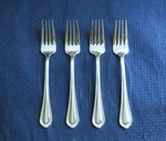 New Mikasa Regent Bead Set Of 4 Salad Forks 18/10 Stainless Flatware (7 1/2"). Fixed Price $26.50.