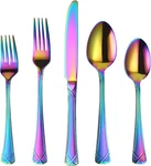 30-PIECE Rainbow Silverware Set, Stainless Steel Flatware Cutlery. Fixed Price $43.04.
