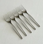 Montgomery Ward Stainless Silverware MWD9 5 Dinner Forks Glossy Mcm. Fixed Price $16.95.