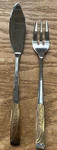 Inoxpran INX1 Serving Fork And Knife 18/10 Stainless Gold Tone Accents. Fixed Price $12.40.