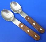 2 - Dansk DAS6 Wood Handle Rivets Stainless Japan Flatware 3/8" Teaspoons. Fixed Price $39.16.