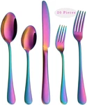 Rainbow Flatware Cutlery Silverware Set 20 Pieces, Stainless Steel Colorful Uten. Fixed Price $34.95.