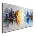 Hand Painted Cityscape Modern Oil Painting Canvas Reflection Abstract Wall.... Fixed Price $136.36.