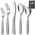 40-PIECE Hammered Stainless Steel Heavy Duty Silverware Set Flatware Deedro. Fixed Price $35.09.