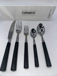 Capdeco Comet Black Wood 5 Piece Silverware Place Setting France Retired Nib. Fixed Price $175.00.