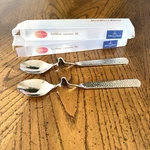 2 Villeroy & Boch New Wave Caffe Xl Stainless Steel Hammered Coffee Spoons. Fixed Price $29.99.