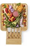 Sky Solutions Charcuterie Board, X13 Wooden Bamboo W/ 4 Knives & Drawer. Fixed Price $29.00.