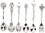Fdit 6PCS/SET Vintage Carved Coffee Teaspoon Retro Zinc Alloy Silver. Fixed Price $25.77.