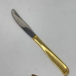 1-VINTAGE Viners Of Sheffield Gold Electroplate, Stainless Steel Knife VS35. Fixed Price $9.35.