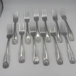 Set Of 12 Walco 15 Fanfare Shell Dinner Forks 7-3/4" Stainless Flatware. Fixed Price $14.65.