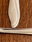 Utica UT153 Atomic Starburst Usa Stars 5- Place Oval Soup Spoons 7". Fixed Price $25.00.