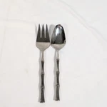 Towle Supreme Cutlery Stainless TWS139 Serving Spoon & Fork Glossy Bamboo. Fixed Price $14.99.