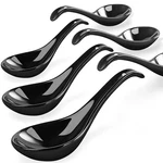 Soup Spoons, Black Ceramic Set Of 6, Chinese 6.75 Inch Ra.... Fixed Price $27.65.