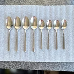 Stainless Steel Spoon Set Silver Flatware Glossy Adults All-over Handle 7 Pieces. Fixed Price $18.53.