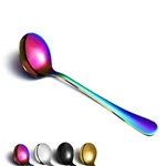 Rainbow Soup Spoon Of 4 Berglander 7.5" Stainless Steel Titanium Plating Shiny. Fixed Price $11.09.