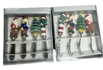 Christmas Cheese Spreader Appetizer Fork Set 8 Santa Tree Nutcracker Candy Cane. Fixed Price $19.20.